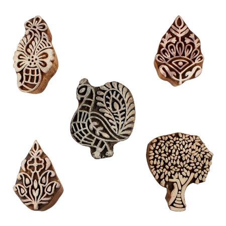 Set of 5 Piece New Mix Wooden Printing Blocks